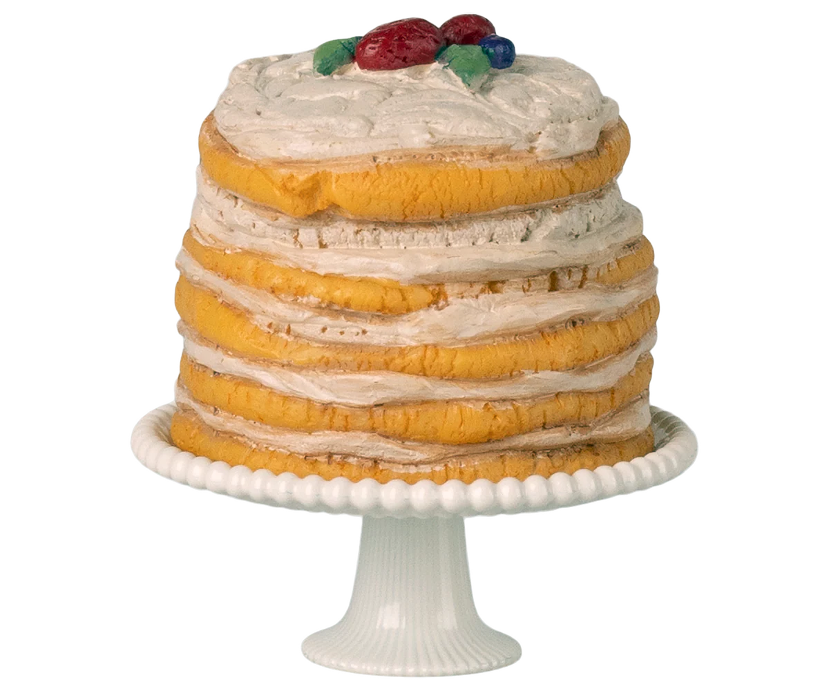 Bolo de festa e suporte para bolo, Rato – Branco creme