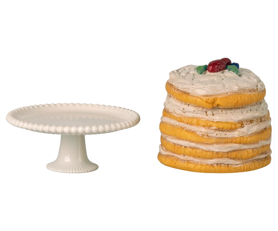 Bolo de festa e suporte para bolo, Rato - Branco