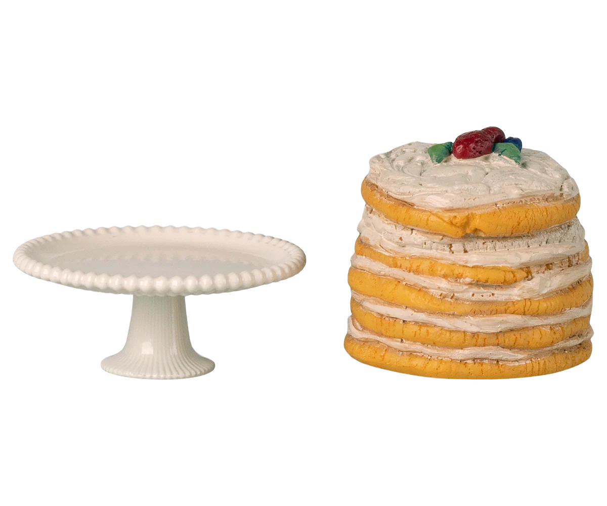 Bolo de festa e suporte para bolo, Rato – Branco creme