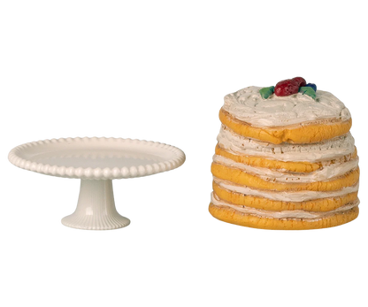 Bolo de festa e suporte para bolo, Rato – Branco creme