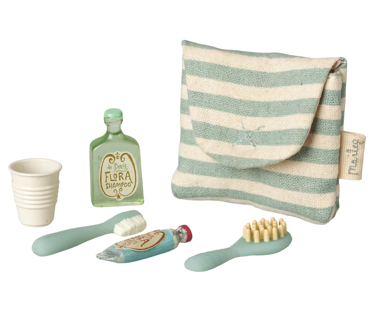 Conjunto de escova de dentes em bolsa, Rato – Riscas azuis