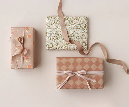 Papel de embrulho, 10 m – Xadrez Rosa pastel/Rosa vintage