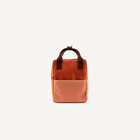 Mochila pequena laranja/coral  alças bordeaux