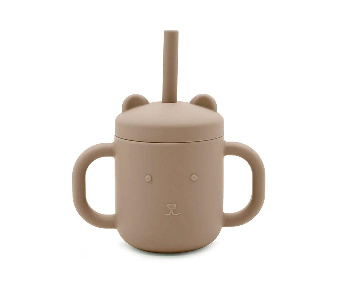 Copo silicone com palhinha - taupe
