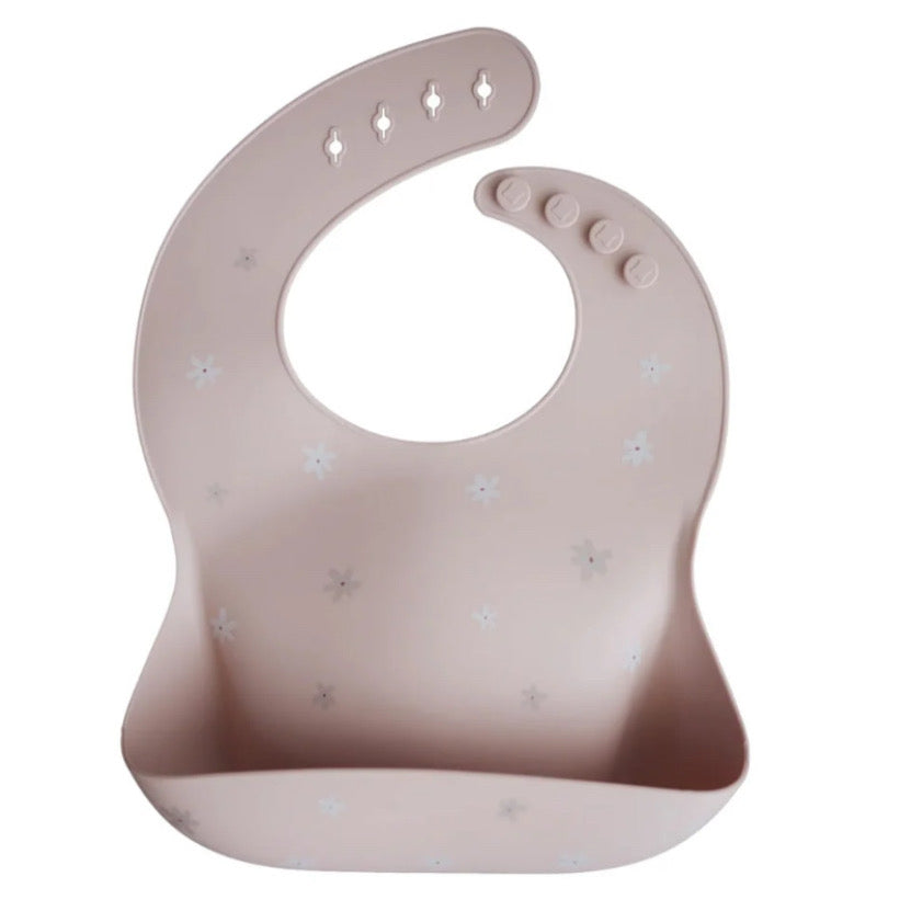 Babete silicone mushie - daisy pink