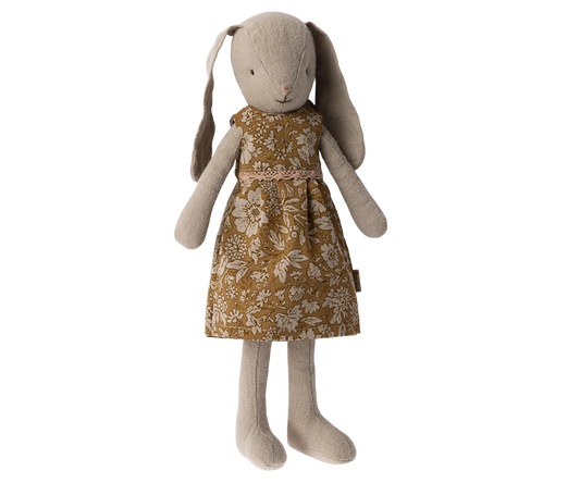 Coelha tamanho 2 vestido flores mostarda