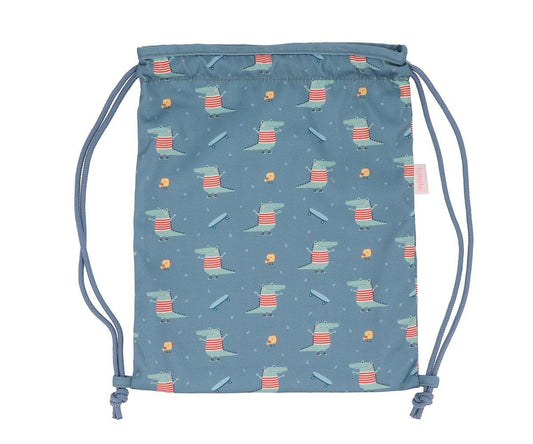 Saco Tecido cordões crocodilo azul