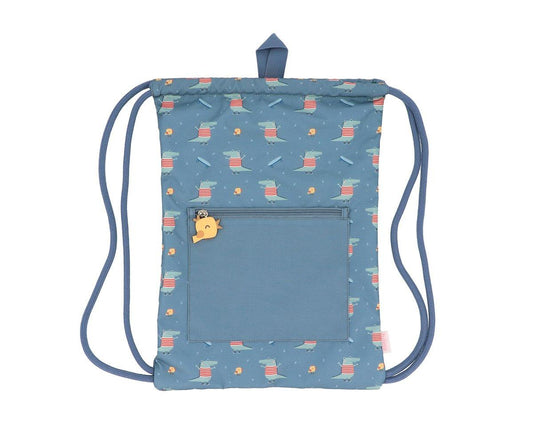 Mochila cordões crocodilo azul