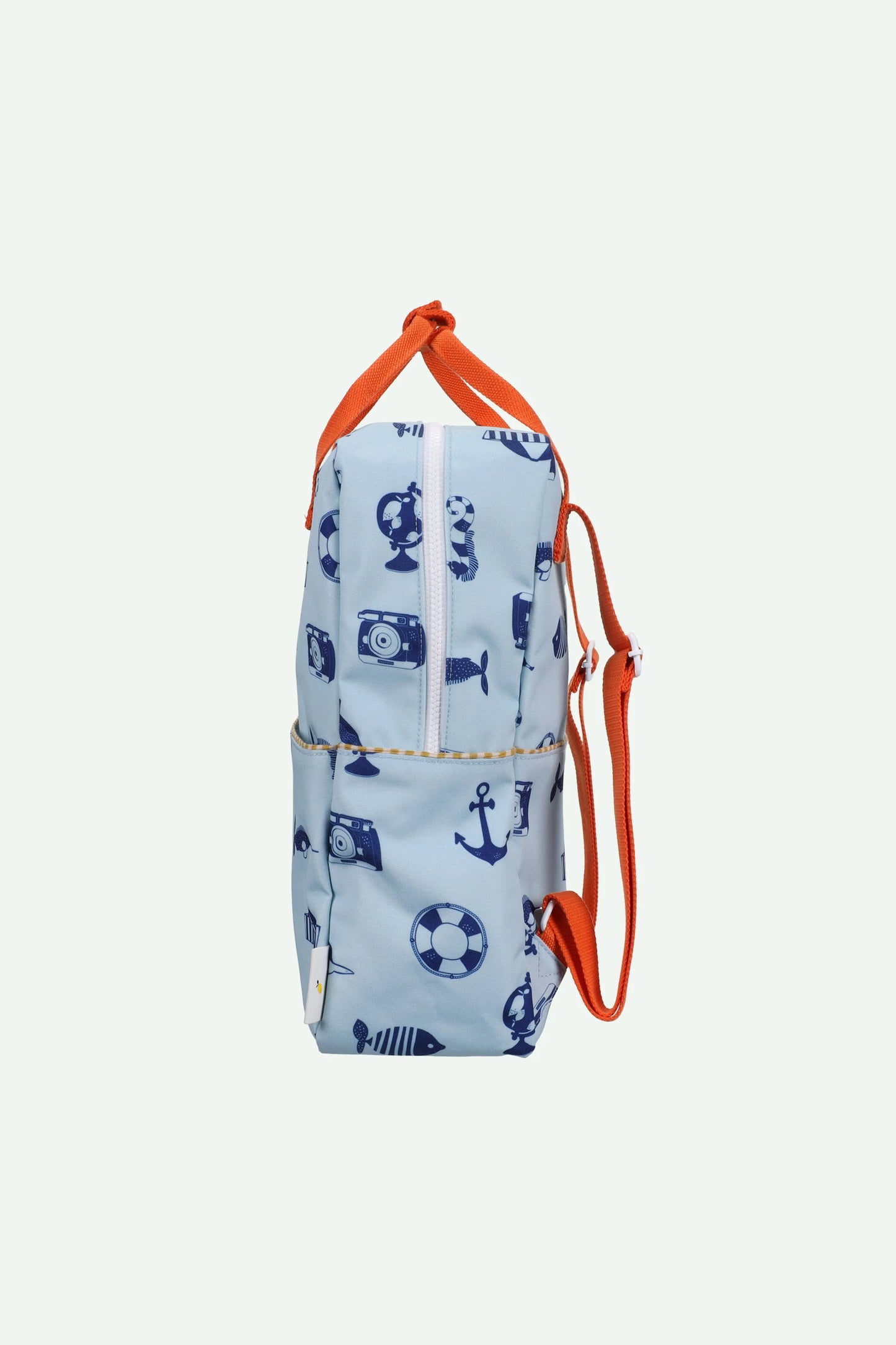 Mochila grande azul desenhos náuticos