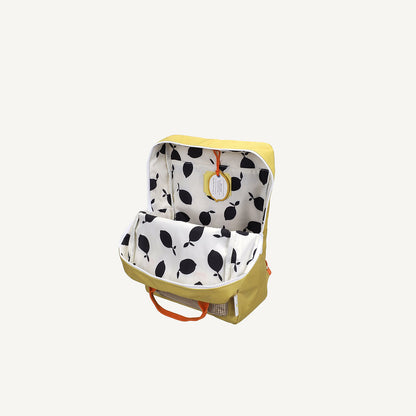 Mochila grande amarela envelope castanho quadradinhos