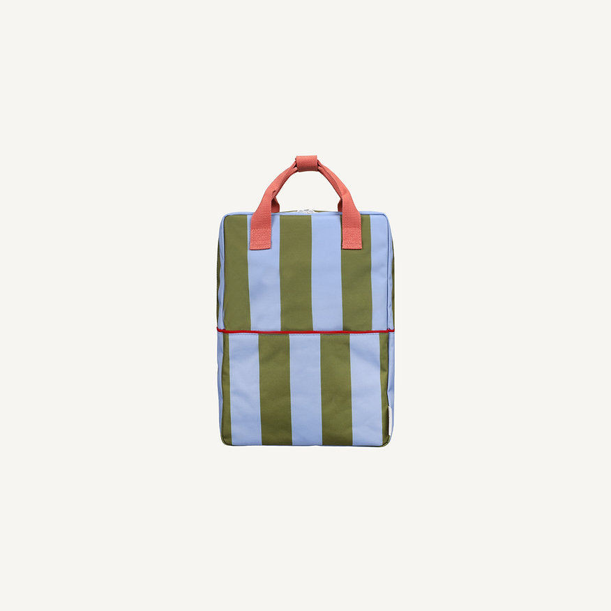 Mochila grande riscas verde/azul