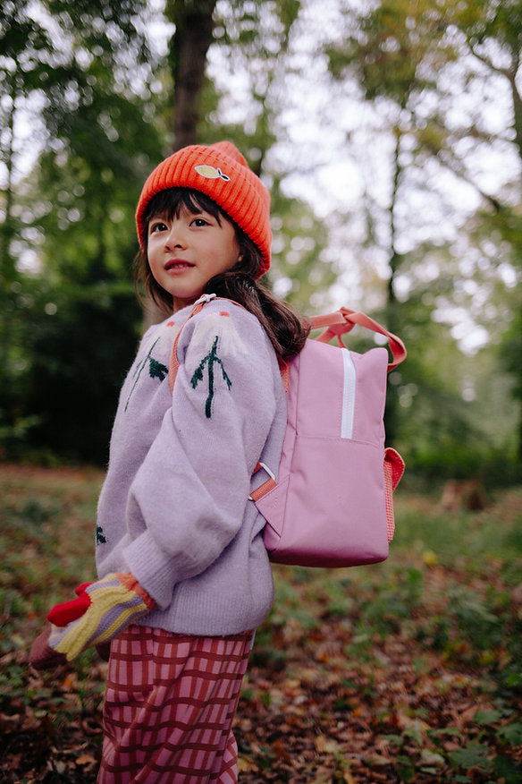 Mochila pequena rosa bolso envelope coral quadrados
