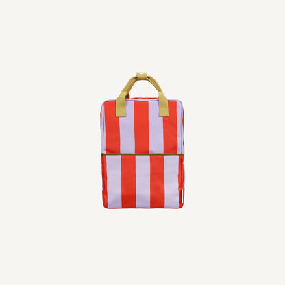 Mochila grande riscas laranja/lilás