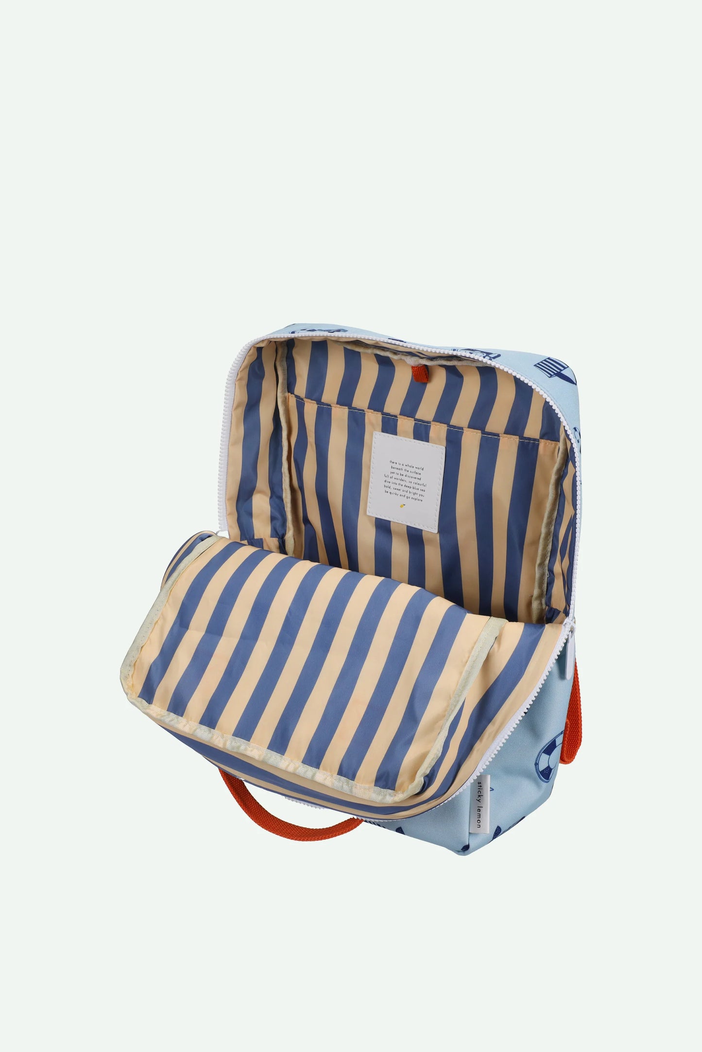 Mochila grande azul desenhos náuticos