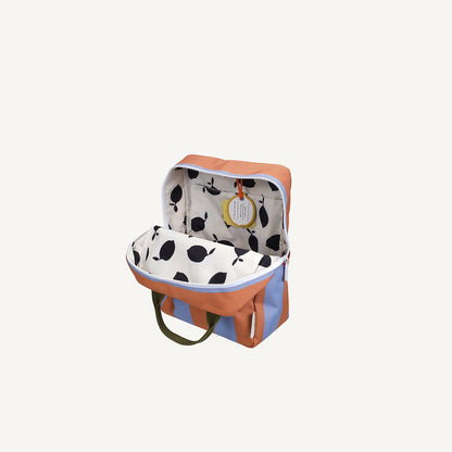 Mochila média riscas azul/coral