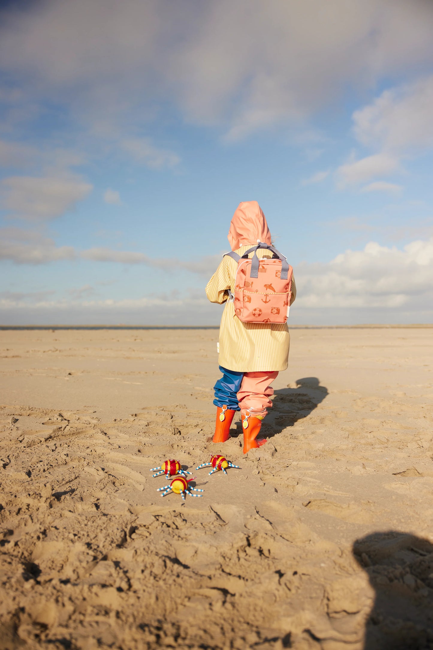 Mochila pequena coral desenhos náuticos