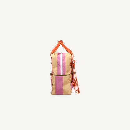 Mochila pequena riscas rosa/amarelo