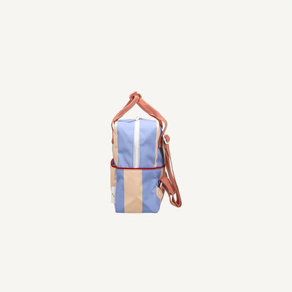 Mochila pequena riscas azul/creme