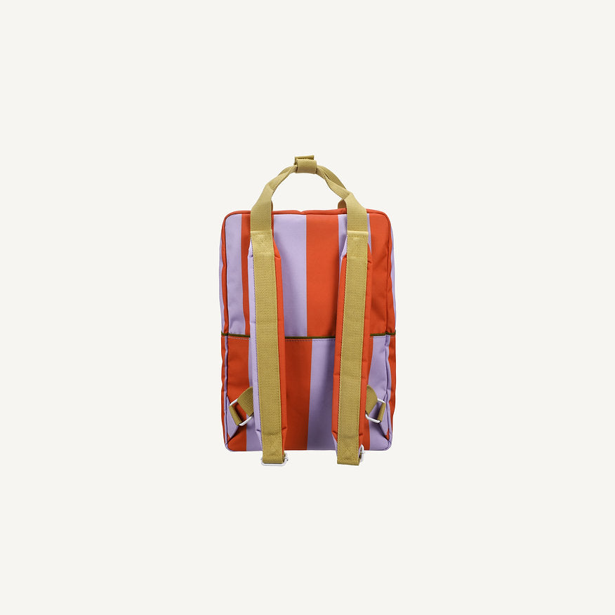 Mochila grande riscas laranja/lilás