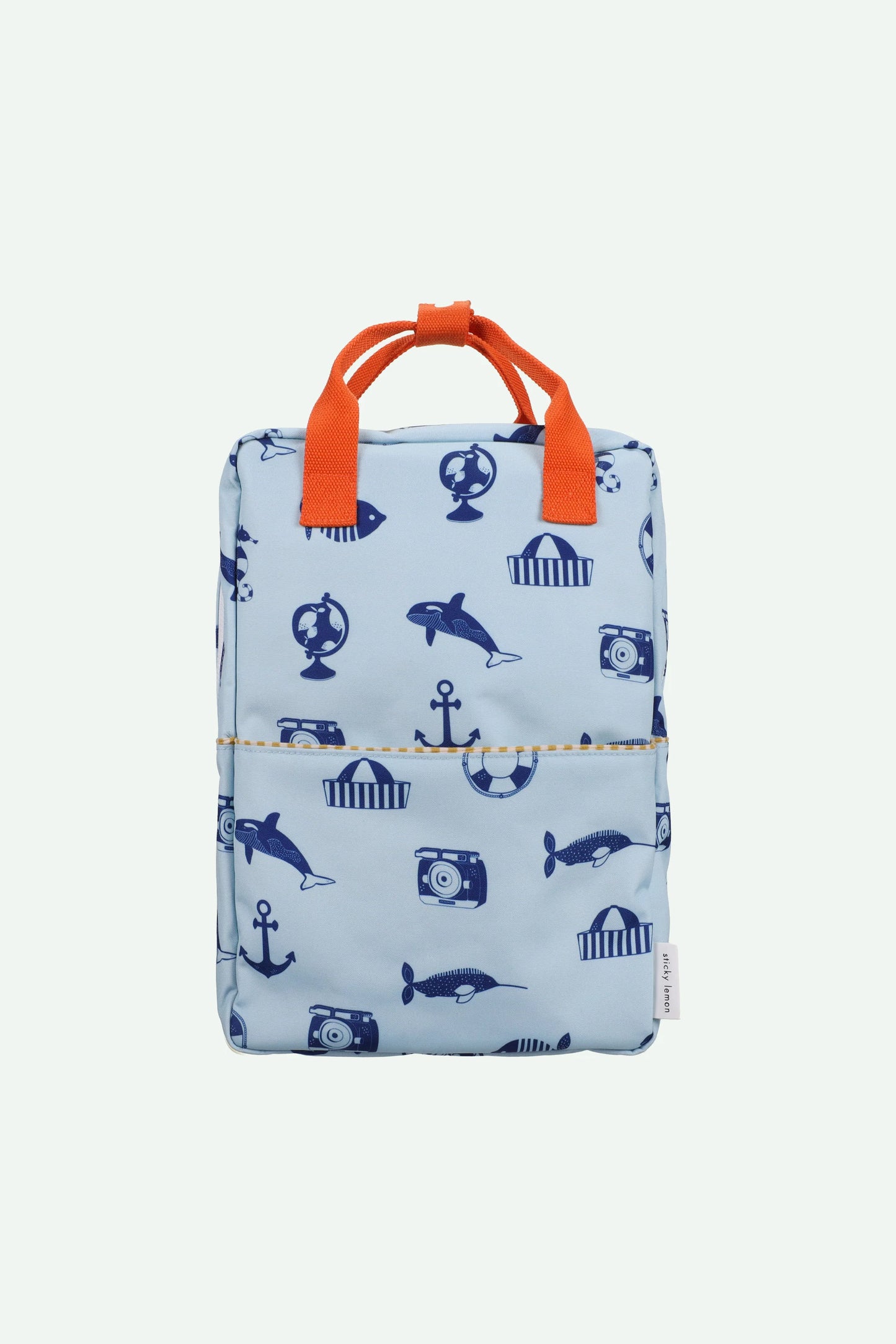 Mochila grande azul desenhos náuticos