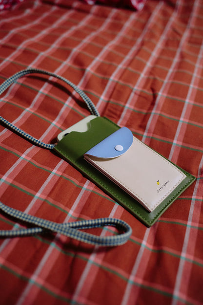 Bolsa telemóvel verde/creme