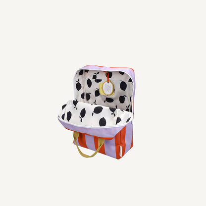 Mochila grande riscas laranja/lilás