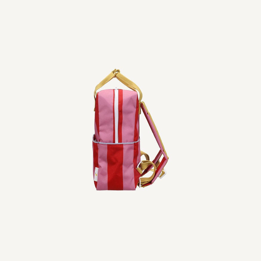 Mochila média riscas rosa/encarnado