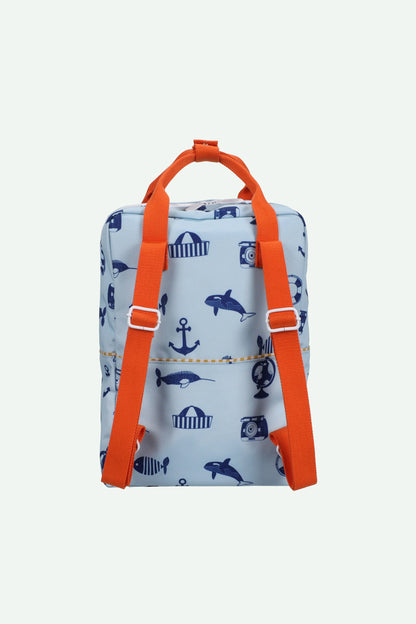 Mochila grande azul desenhos náuticos