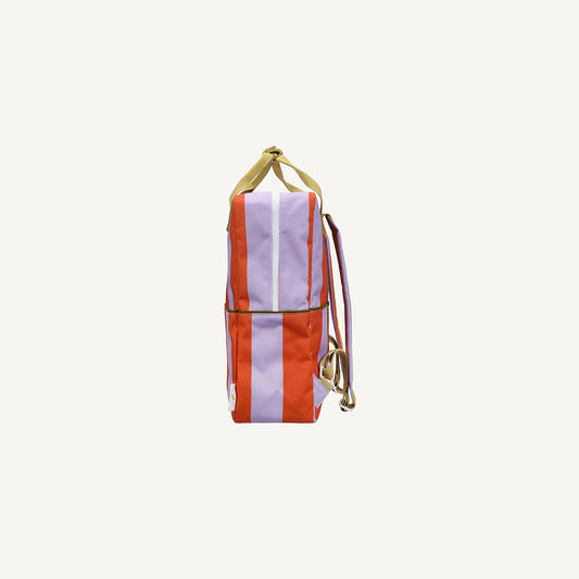 Mochila grande riscas laranja/lilás