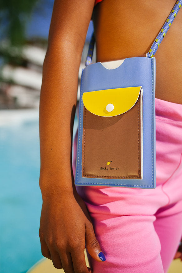 Bolsa telemóvel azul/camel