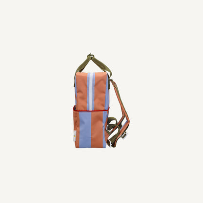 Mochila média riscas azul/coral