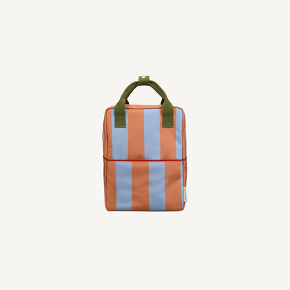 Mochila média riscas azul/coral