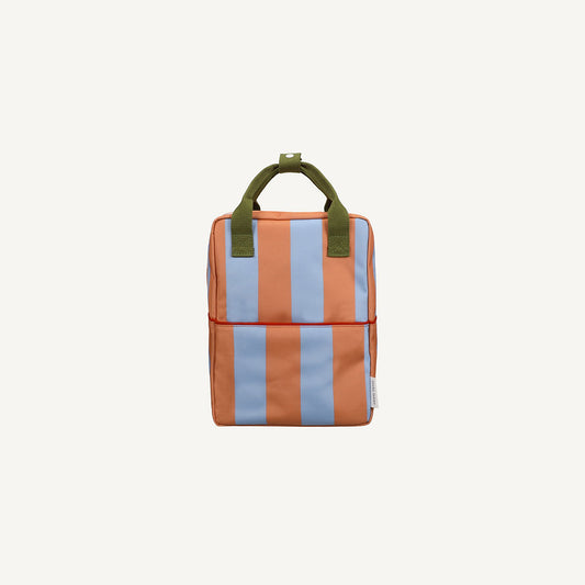 Mochila média riscas azul/coral