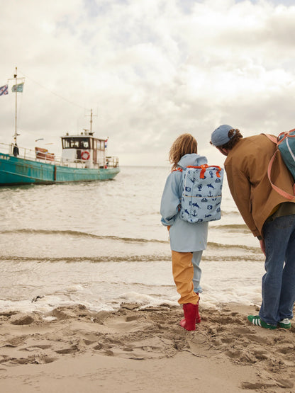Mochila grande azul desenhos náuticos