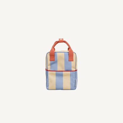Mochila pequena riscas azul/creme