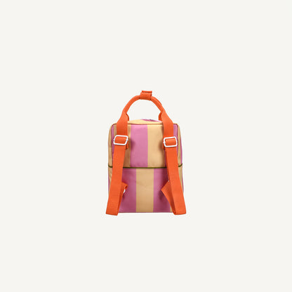 Mochila pequena riscas rosa/amarelo