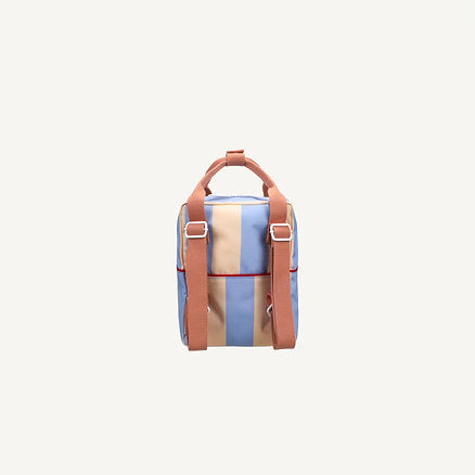 Mochila pequena riscas azul/creme