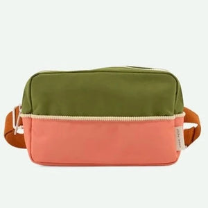 Bolsa cintura grande verde/rosa