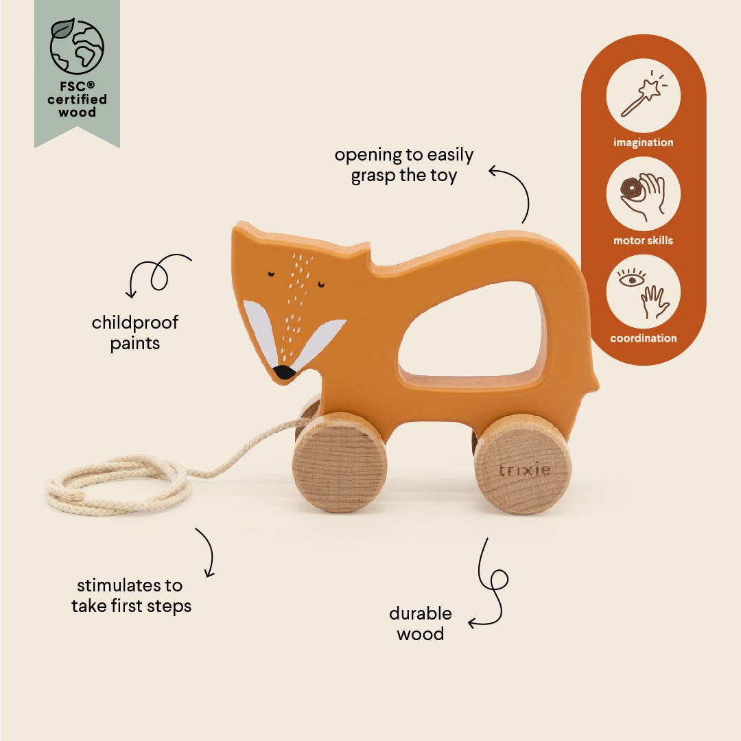 Brinquedo de puxar - raposa laranja