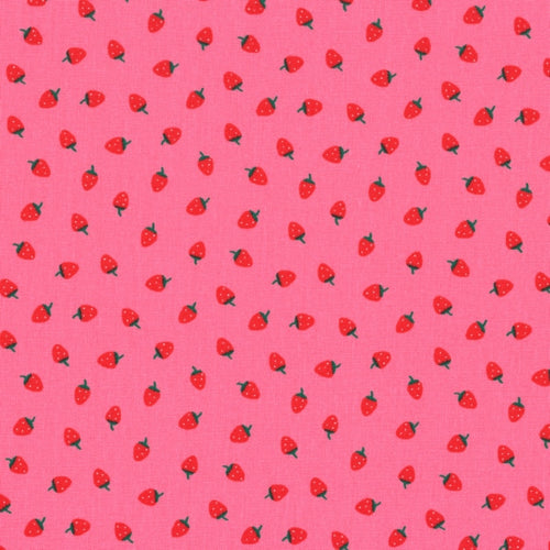 Tecido plastificado - strawberries pink/red