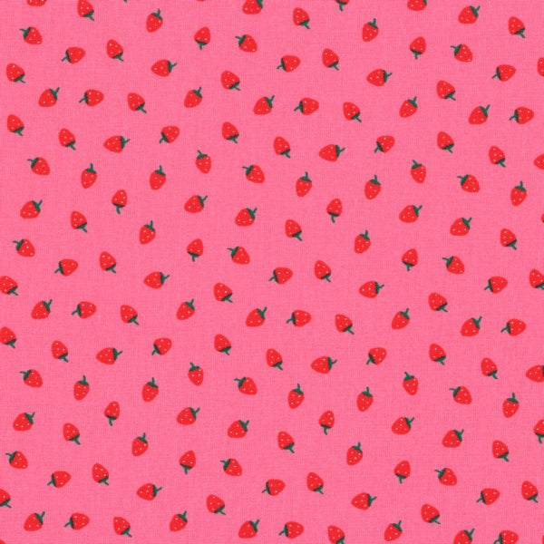 Tecido plastificado - strawberries pink/red