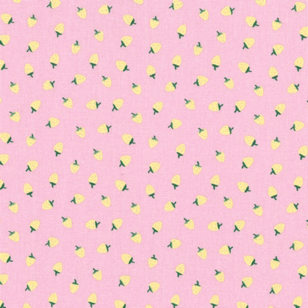 Tecido plastificado - strawberries pink/yellow