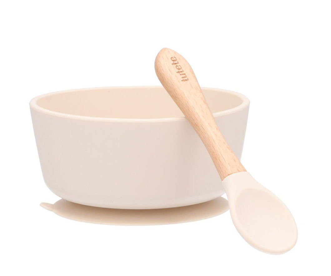 Tigela de Silicone com ventosa ivory