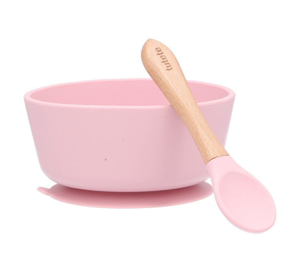 Tigela de Silicone com ventosa rosa