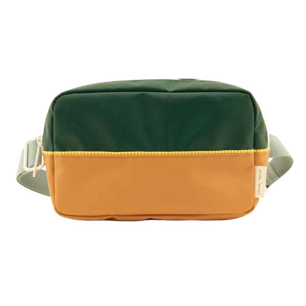 Bolsa cintura grande verde/amarelo torrado