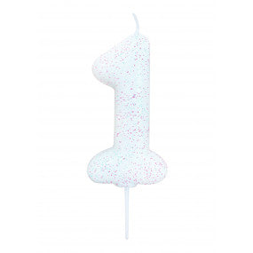 Velas número branca glitter