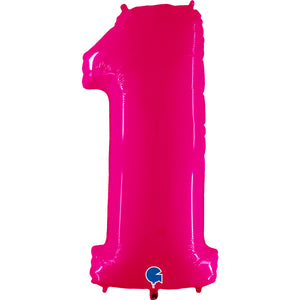 Balão grande número - rosa neon