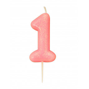 Velas número rosa glitter