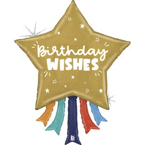 Balão estrela "Birthday Wishes"