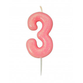 Velas número rosa glitter